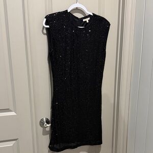 Skies Are Blue Black Sequin Mini Dress